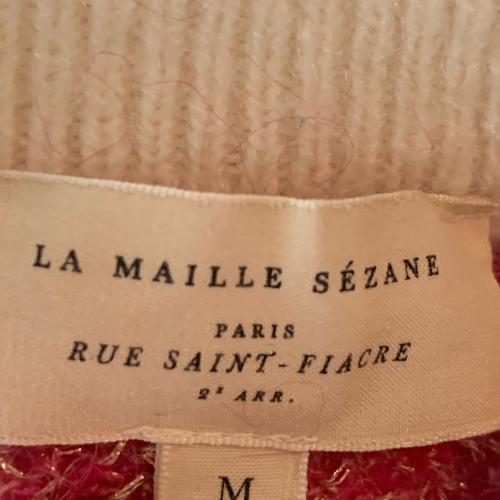 New Sezane Saint Fiacre sweater full button fair isle regency mohair wool - Picture 4 of 11